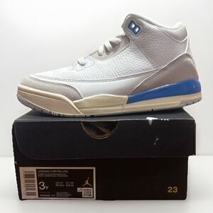 Big Kid's Jordan 3 Retro "Lucky Shorts" Smmt Wht/Hydrgn‎ Blue Size 3 Youth